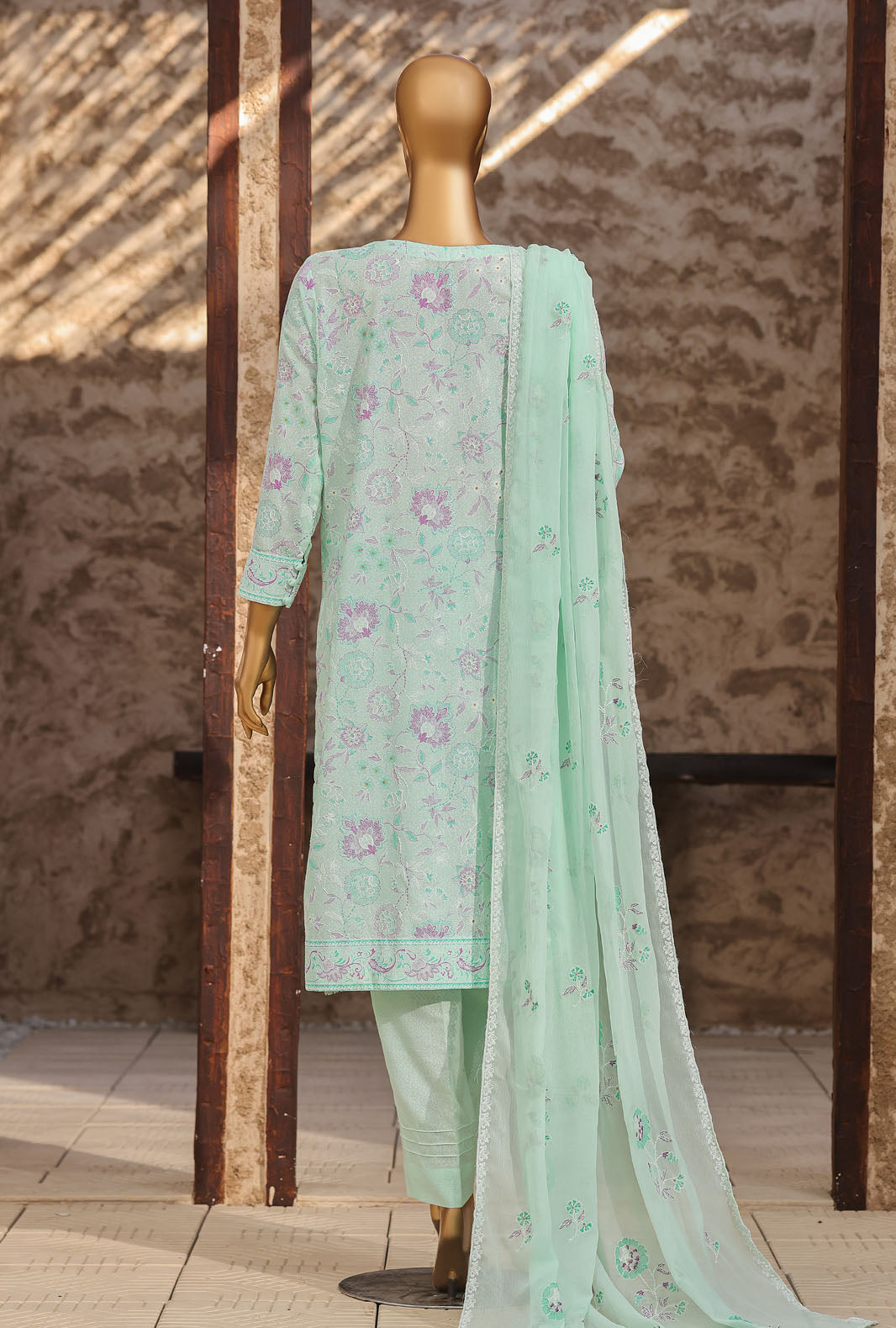 Libas e Khas by HZ Textiles Unstitched Embroidered Lawn Karandi 3 Piece Suit KPP - 7024 - Summer Collection