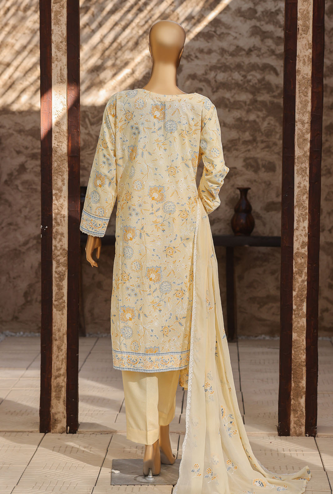 Libas e Khas by HZ Textiles Unstitched Embroidered Lawn Karandi 3 Piece Suit KPP - 7027 - Summer Collection