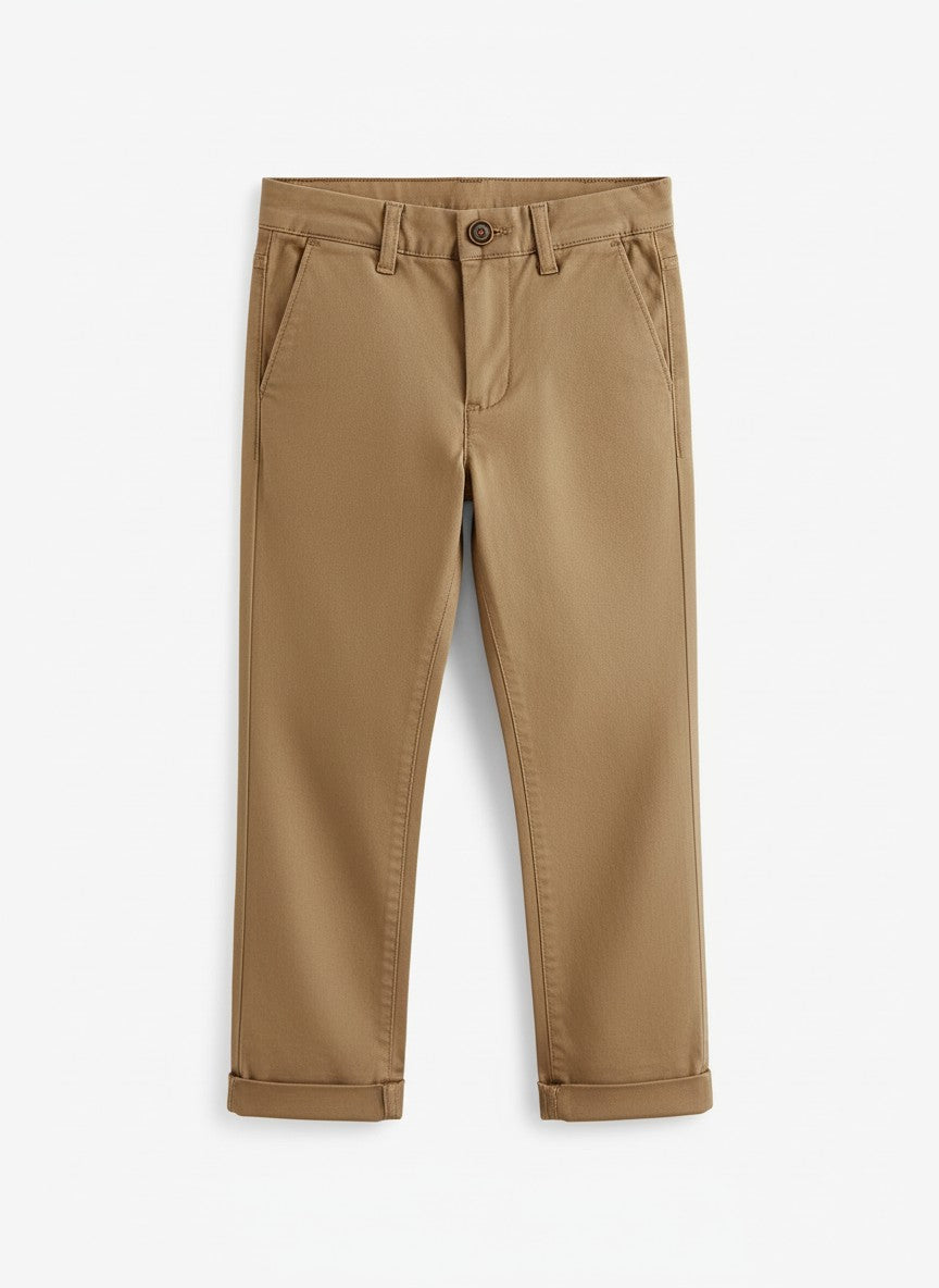 Ixample Boys RTW Solids Cotton Twill 1 Piece Boys Chino Trouser Khaki - Casual Collection
