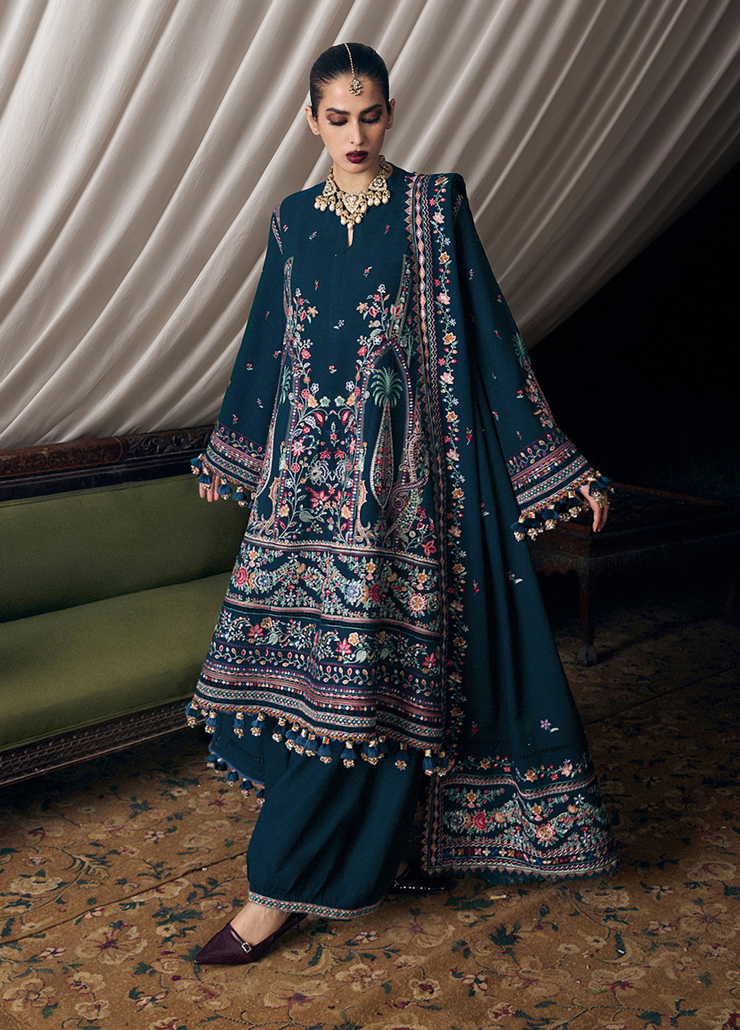 Radha Kishan by Hussain Rehar Unstitched Embroidered Karandi 3 Piece Suit BARKHA - Winter Collection