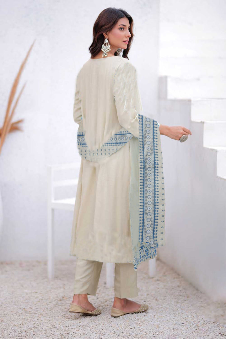 Senorita Women RTW Women Solids Light Green and S.Green Formal 3 Piece Suit Masuri Jacquard Plain Fabric LDD-02411 - Winter Collection