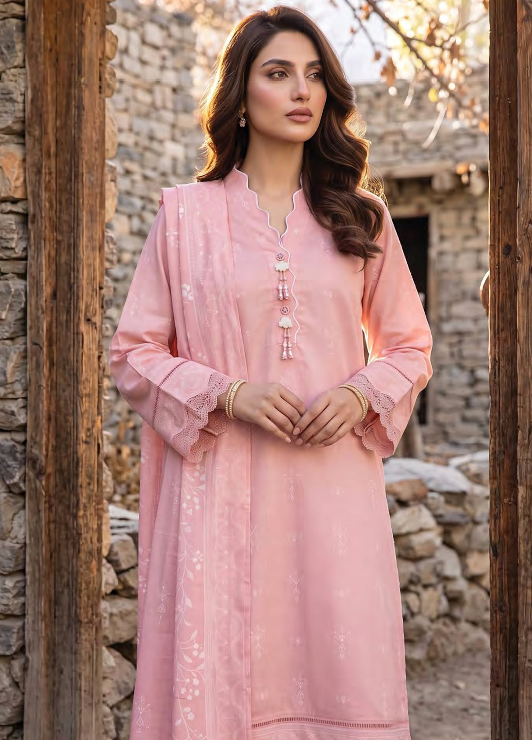 Lakhany Unstitched Printed Pashmina 3 Piece Suit LSM26UP LG-RK-0196-B - Casual Collection