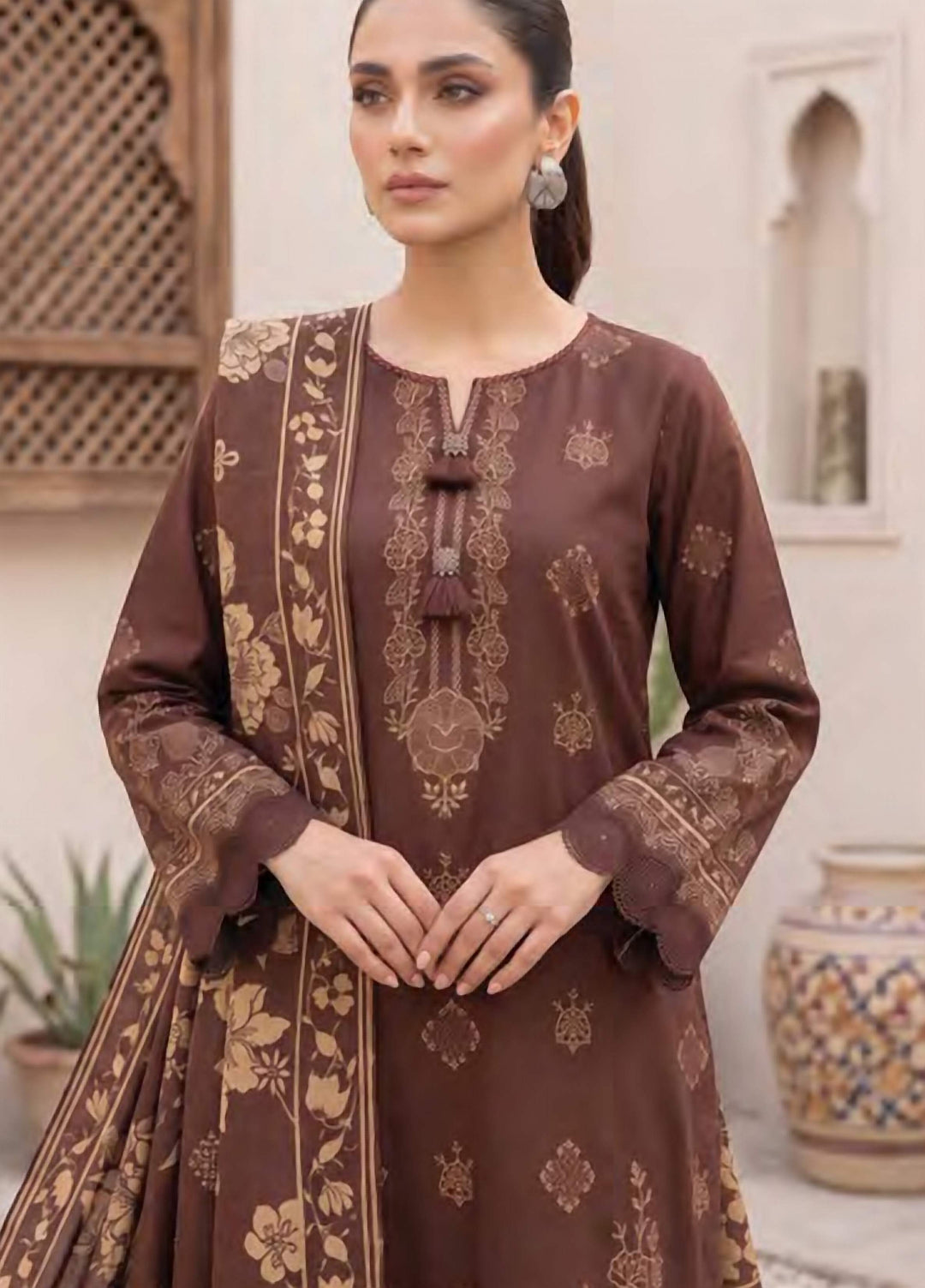Lakhany Unstitched Printed Cashmi Wool 3 Piece Suit LSM26UCW LG-RL-0528-B - Casual Collection