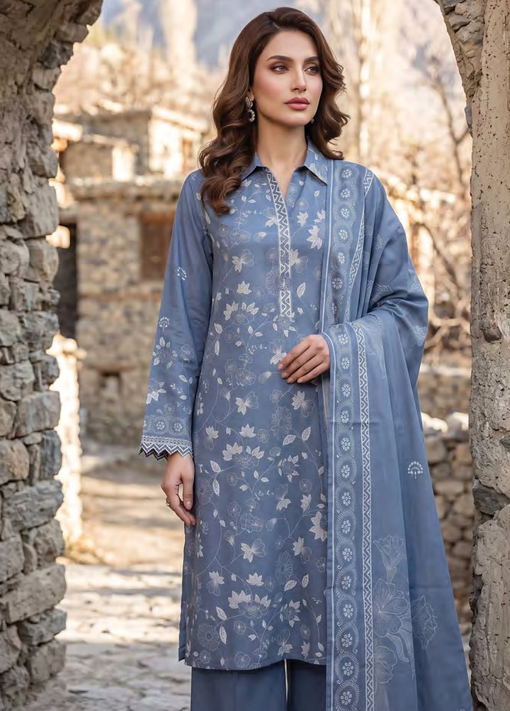 Lakhany Unstitched Printed Pashmina 3 Piece Suit LSM26UP LG-RK-0196-B - Casual Collection