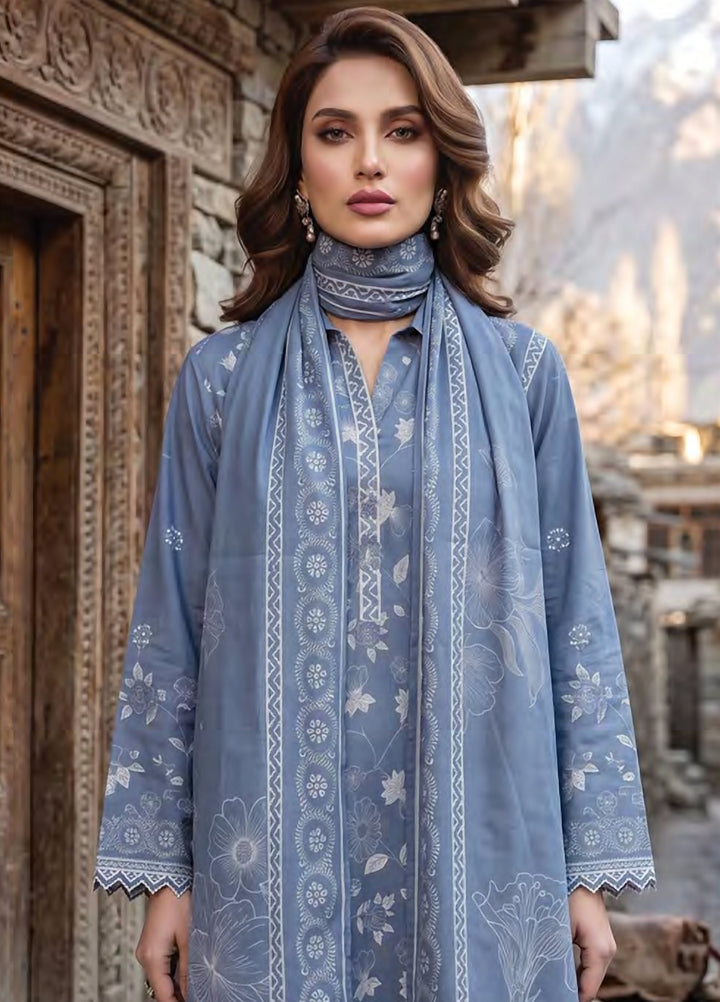 Lakhany Unstitched Printed Pashmina 3 Piece Suit LSM26UP LG-SG-0163-B - Casual Collection