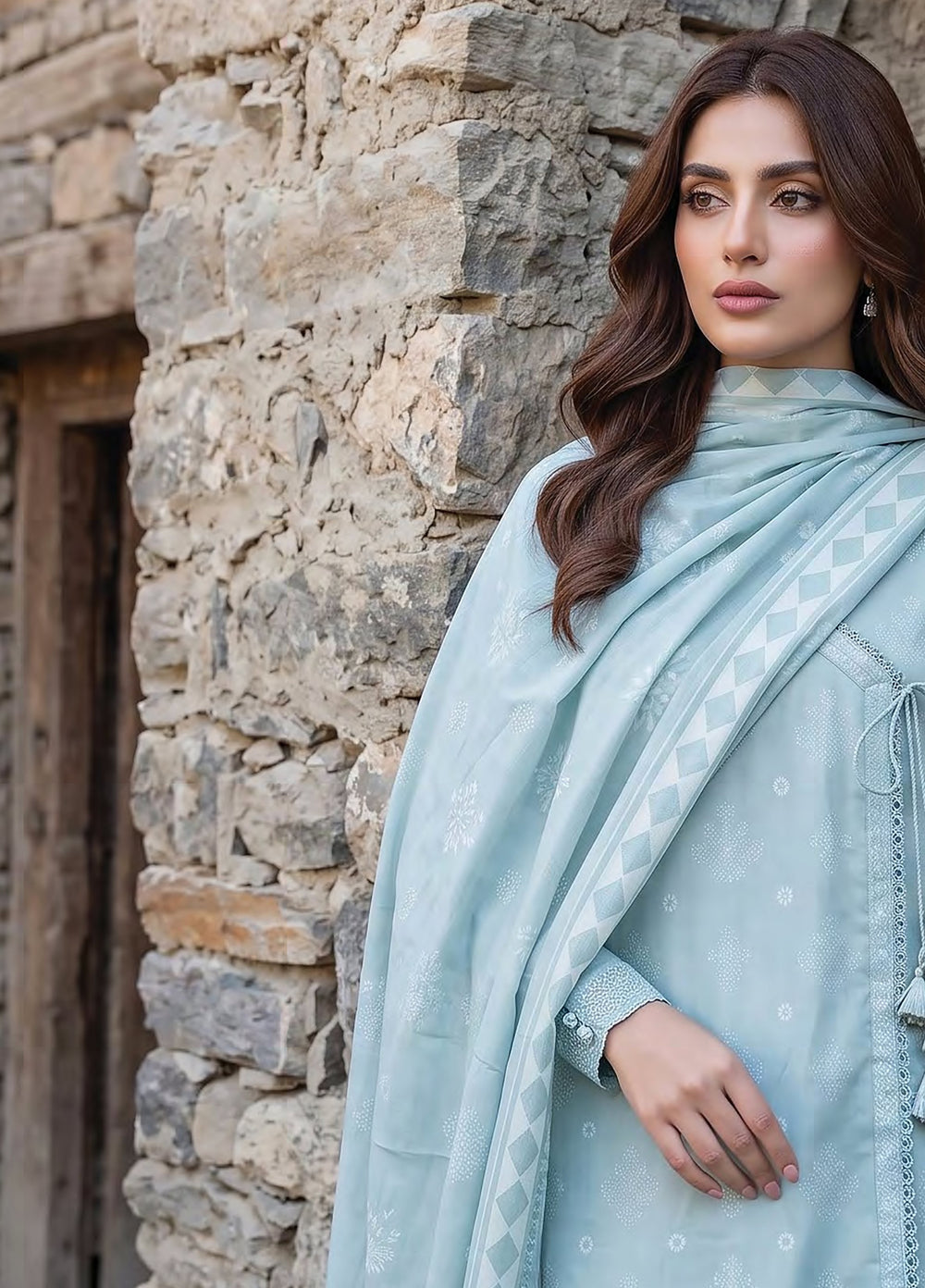 Lakhany Unstitched Printed Pashmina 3 Piece Suit LSM26UP LG-SG-0164-A - Casual Collection