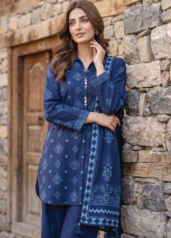 Lakhany Unstitched Printed Pashmina 3 Piece Suit LSM26UP LG-SG-0164-B - Casual Collection