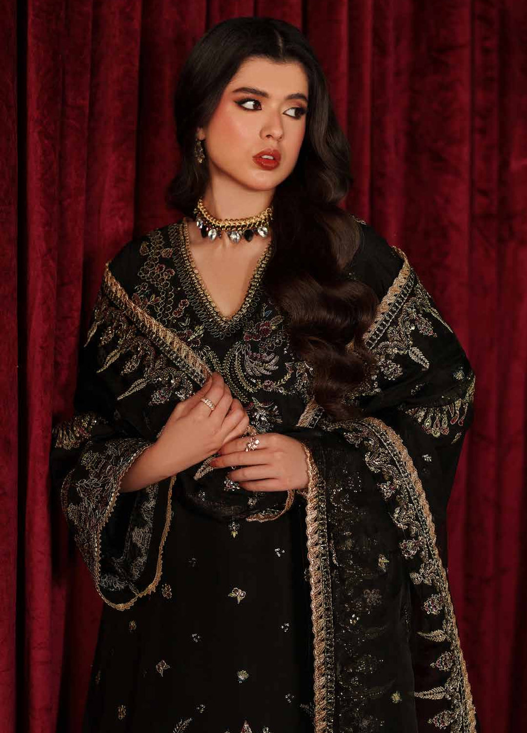 Verve Silk Edit by Emaan Adeel Unstitched Embroidered Raw Silk 3 Piece Suit EA26UVF Luce - Festive Collection