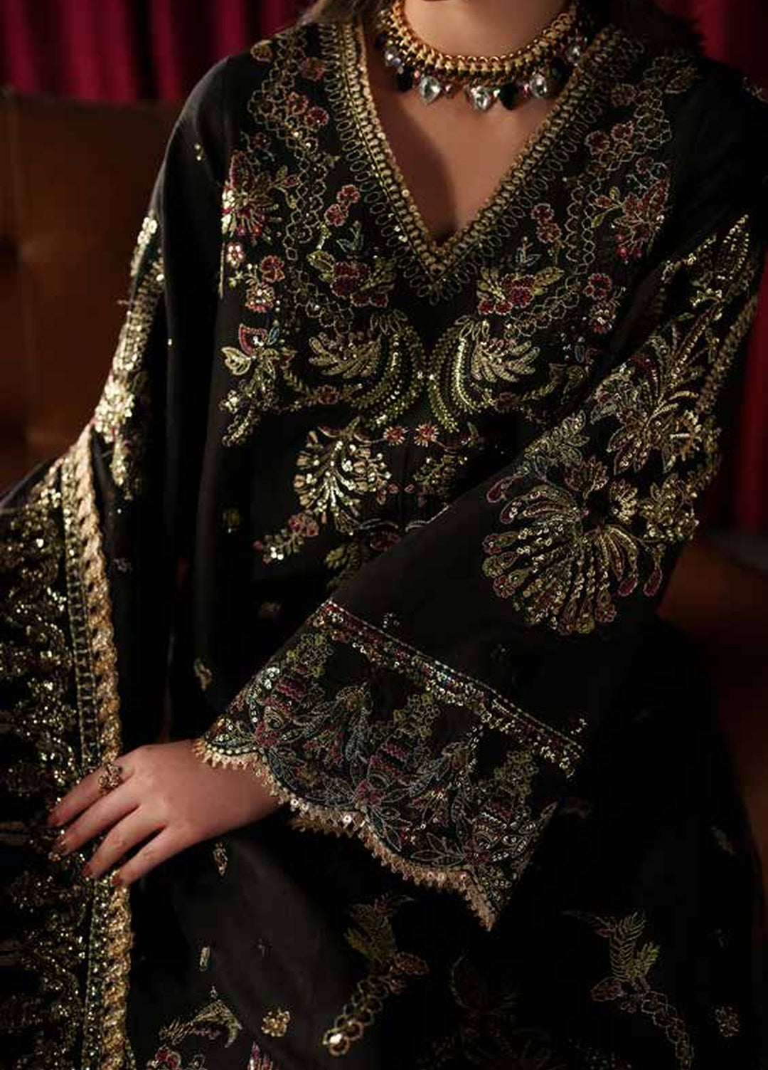 Verve Silk Edit by Emaan Adeel Unstitched Embroidered Raw Silk 3 Piece Suit EA26UVF Luce - Festive Collection