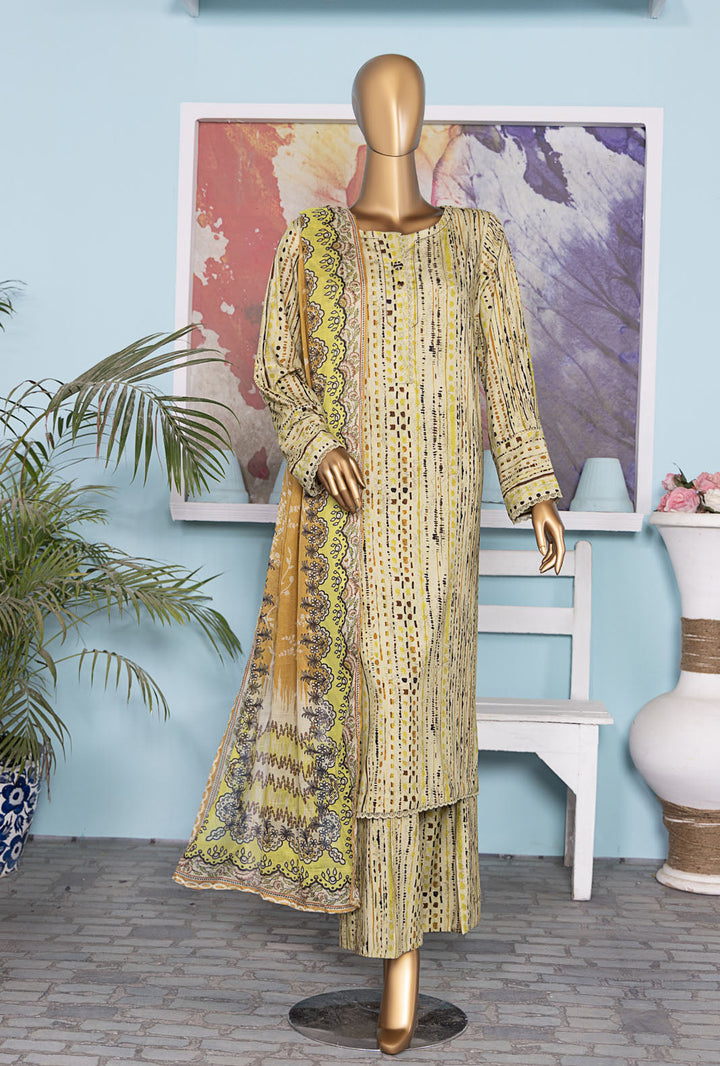 HZ Textiles Digital Printed Unstitched Linen 3 Piece Suit LWP-1309 - Winter Collection