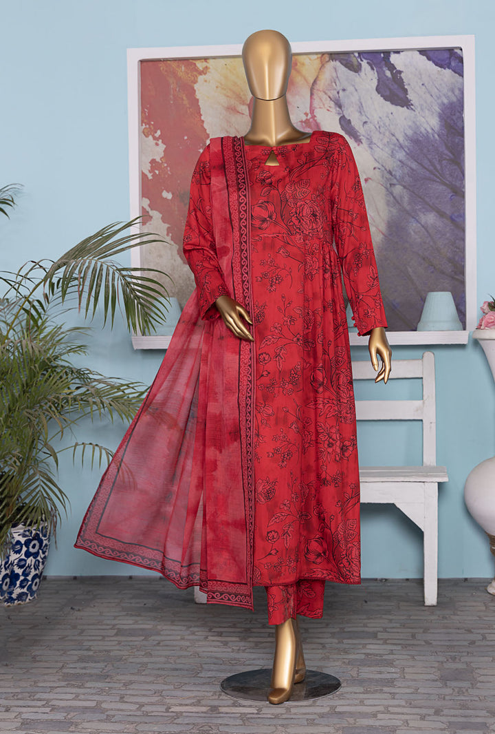 HZ Textiles Digital Printed Unstitched Linen 3 Piece Suit LWP-1314 - Winter Collection