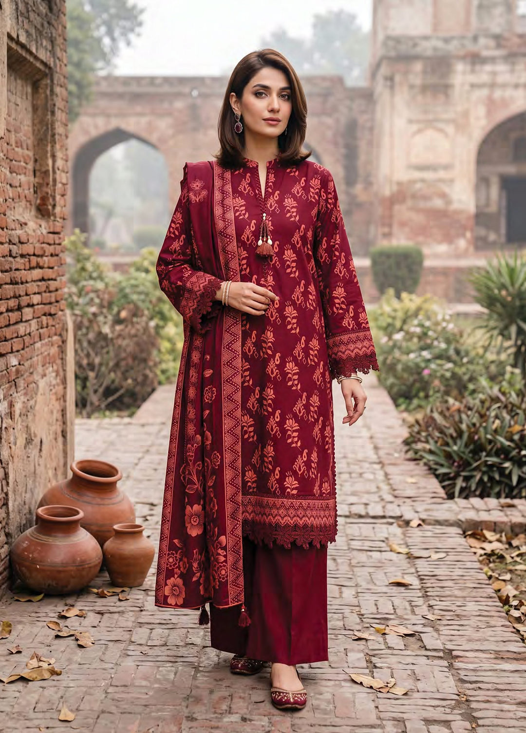 Cashmi by Lakhany Unstitched Printed Wool 3 Piece Suit LSM26UC LG-RL-0532-A - Winter Collection
