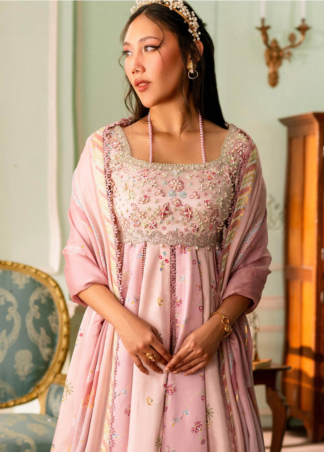 Luxe by Qalamkar Unstitched Embroidered Charmeuse Silk 3 Piece Suit QLK26UL Lara QSL-04 - Festive Collection