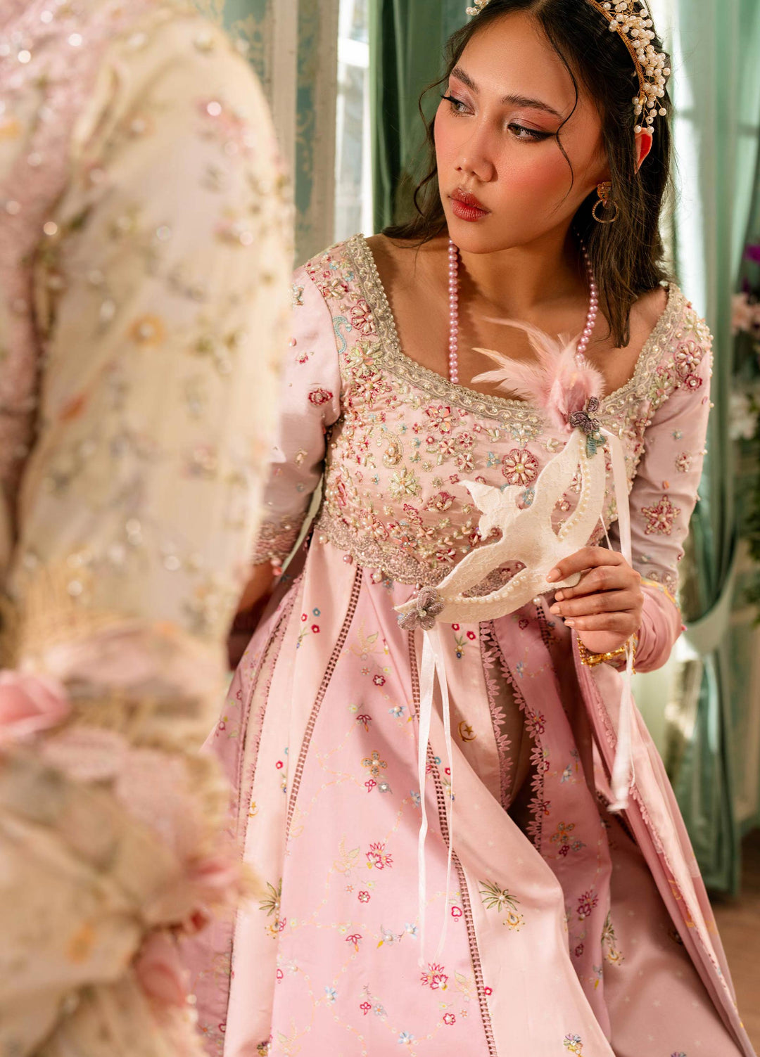 Luxe by Qalamkar Unstitched Embroidered Charmeuse Silk 3 Piece Suit QLK26UL Lara QSL-04 - Festive Collection