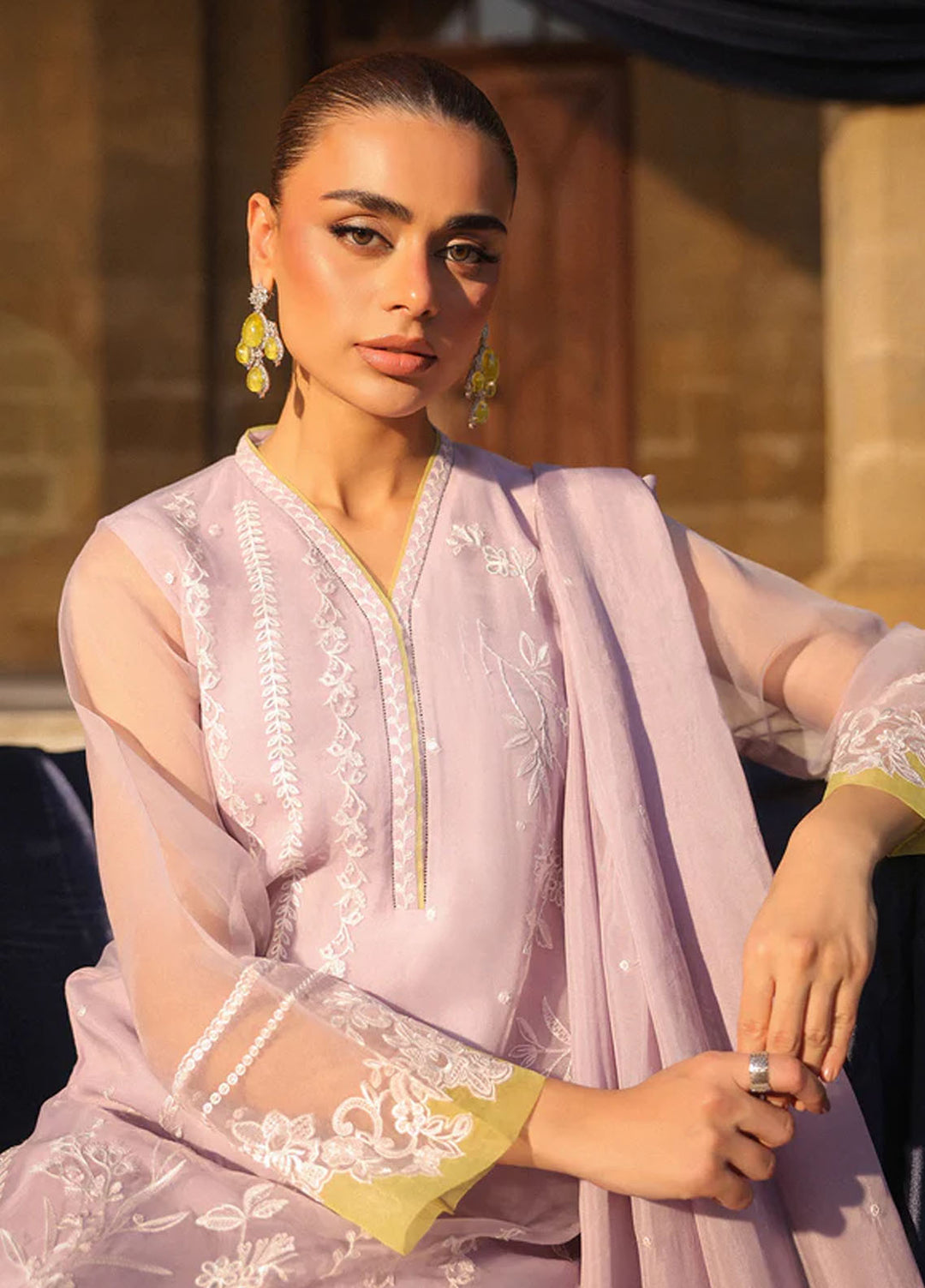 Luxe by Sahar Pret Embroidered Organza 3 Piece Lavender Muse