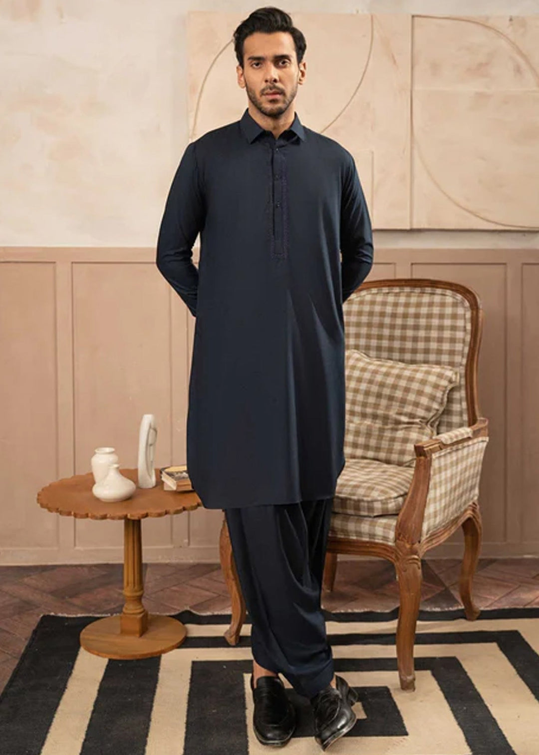 Farmanrawa by Buraq Mens RTW Embroidered Wash N Wear 2 Piece Suit Feroz Casual Collection
