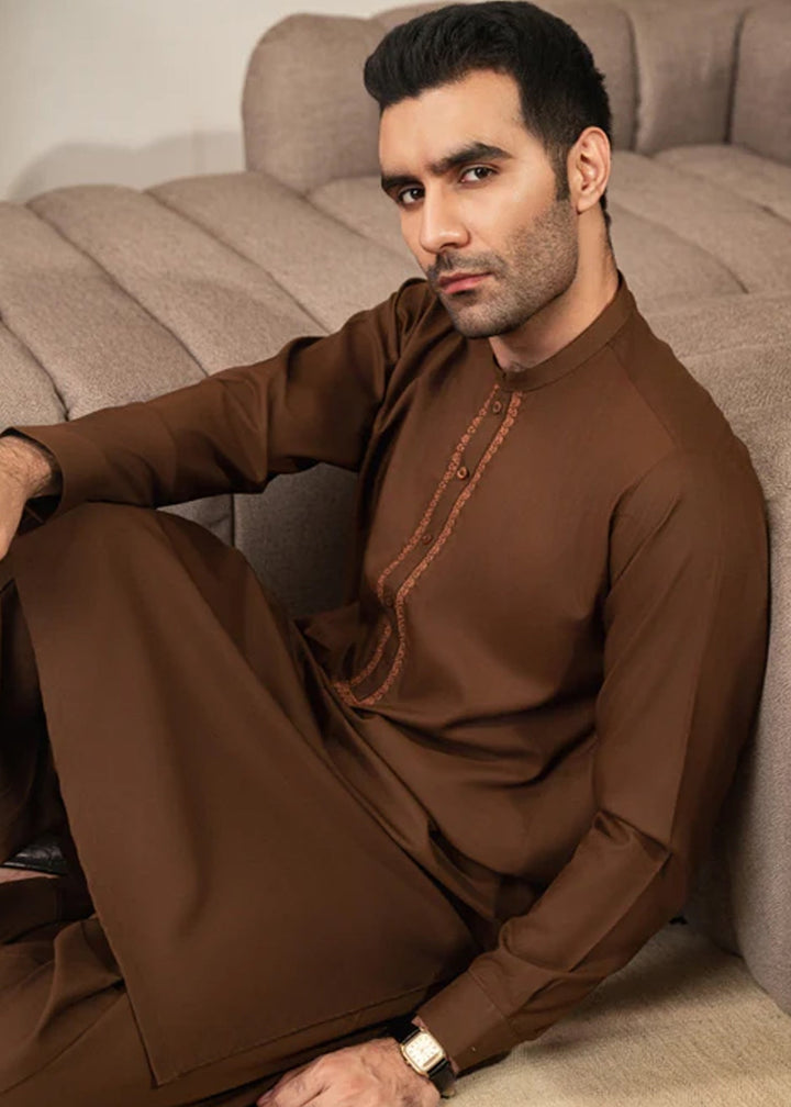 Junoon by Buraq Mens RTW Embroidered Wash N Wear 2 Piece Suit Rustam Casual Collection