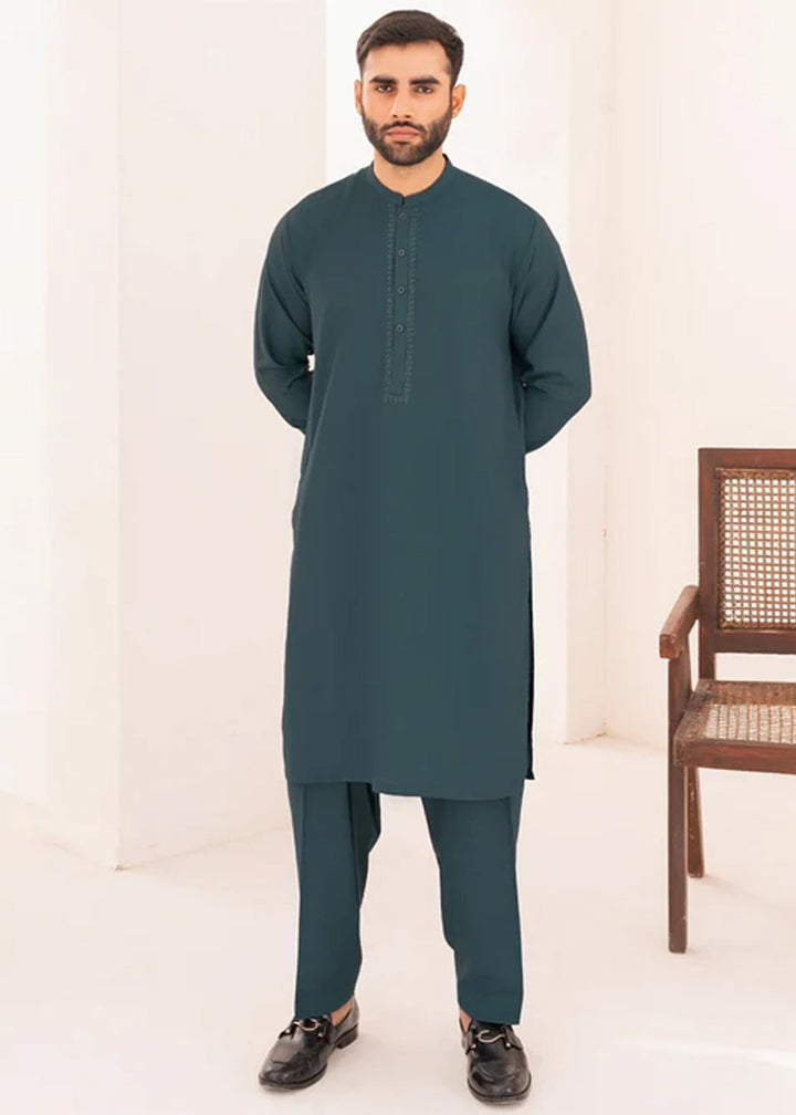 Farmanrawa by Buraq Mens RTW Embroidered Wash N Wear 2 Piece Suit Khaqan Casual Collection