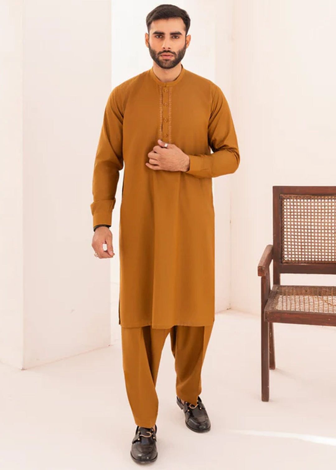 Junoon by Buraq Mens RTW Embroidered Wash N Wear 2 Piece Suit Rumi Casual Collection
