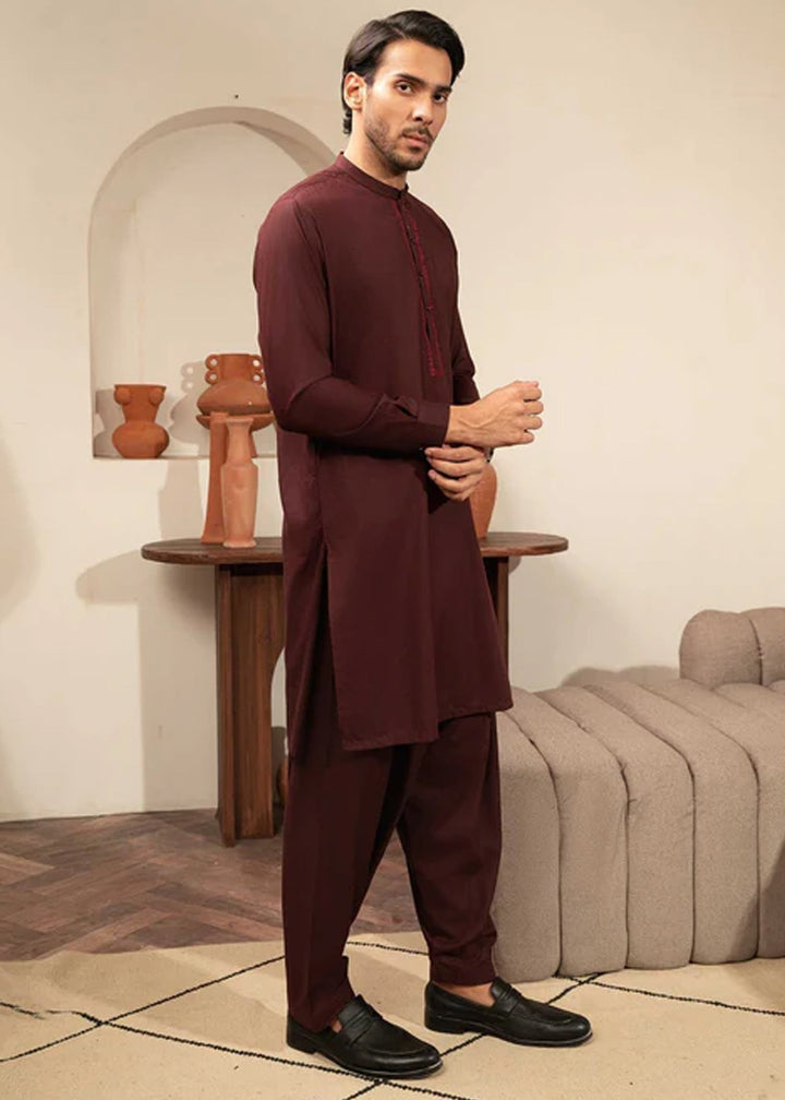 Farmanrawa by Buraq Mens RTW Embroidered Wash N Wear 2 Piece Suit Qasid Casual Collection