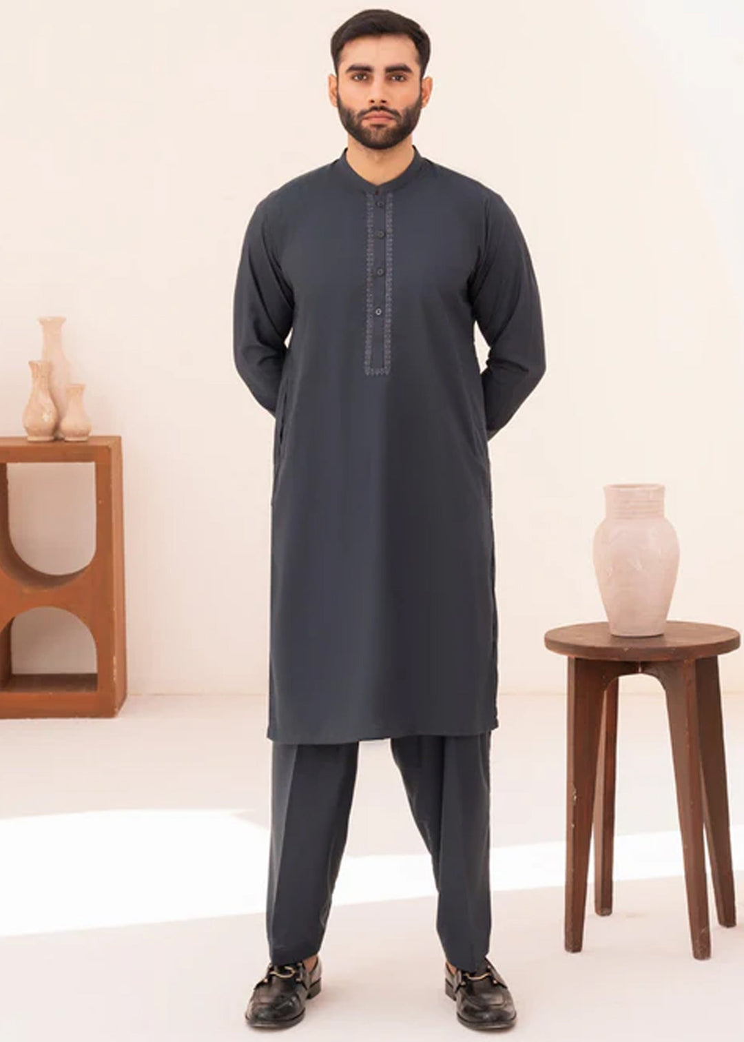Junoon by Buraq Mens RTW Embroidered Wash N Wear 2 Piece Suit Azar Casual Collection