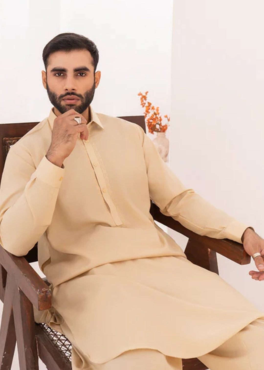 Farmanrawa by Buraq Mens RTW Embroidered Wash N Wear 2 Piece Suit Hamza Casual Collection