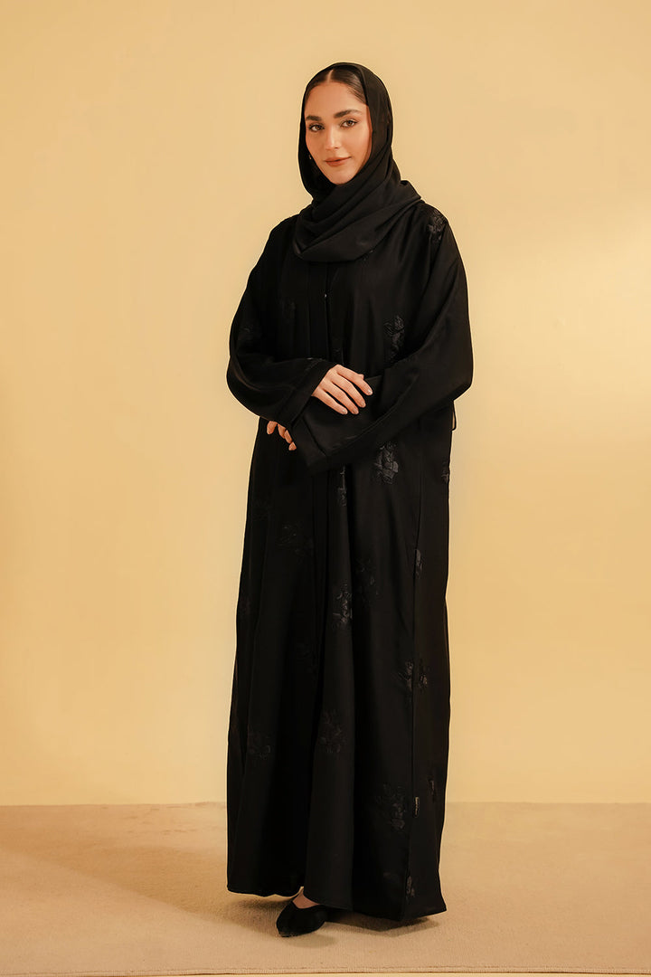 Divinely Crafted Women Basic Embroidered Black Abaya - Summer Collection