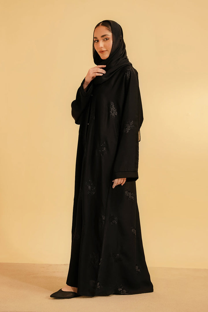 Divinely Crafted Women Basic Embroidered Black Abaya - Summer Collection