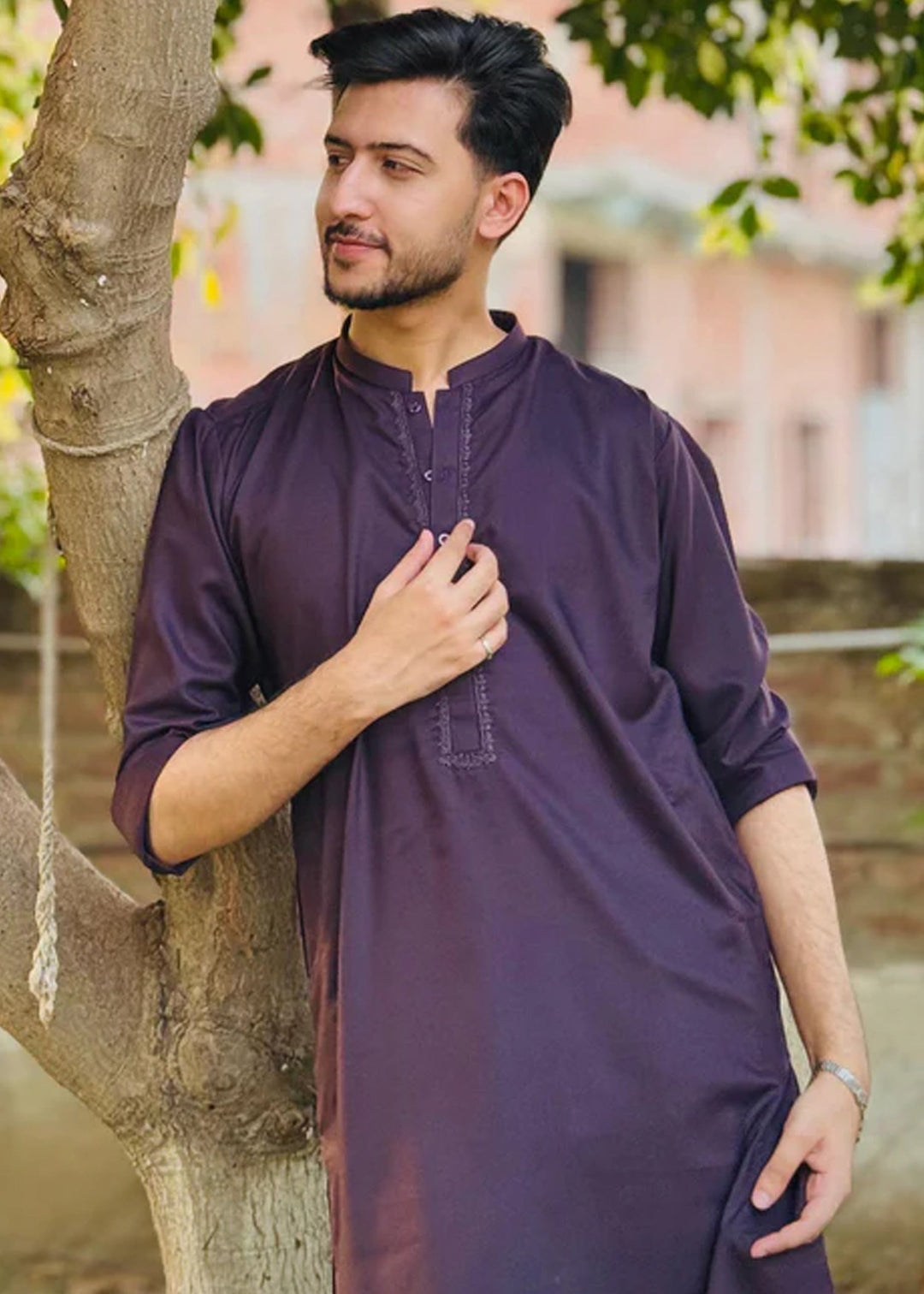 Junoon by Buraq Mens RTW Embroidered Wash N Wear 2 Piece Suit Qaid Casual Collection