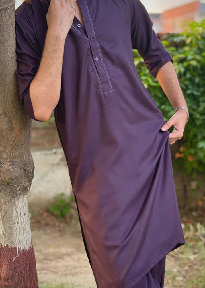 Junoon by Buraq Mens RTW Embroidered Wash N Wear 2 Piece Suit Qaid Casual Collection