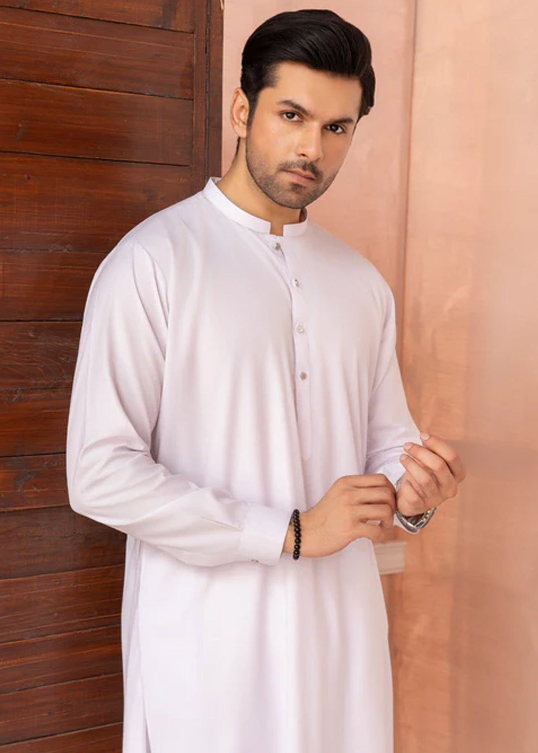 Siqafat by Buraq RTW Solids Wash N Wear 2 Piece Suit Pearl White Casual Collection