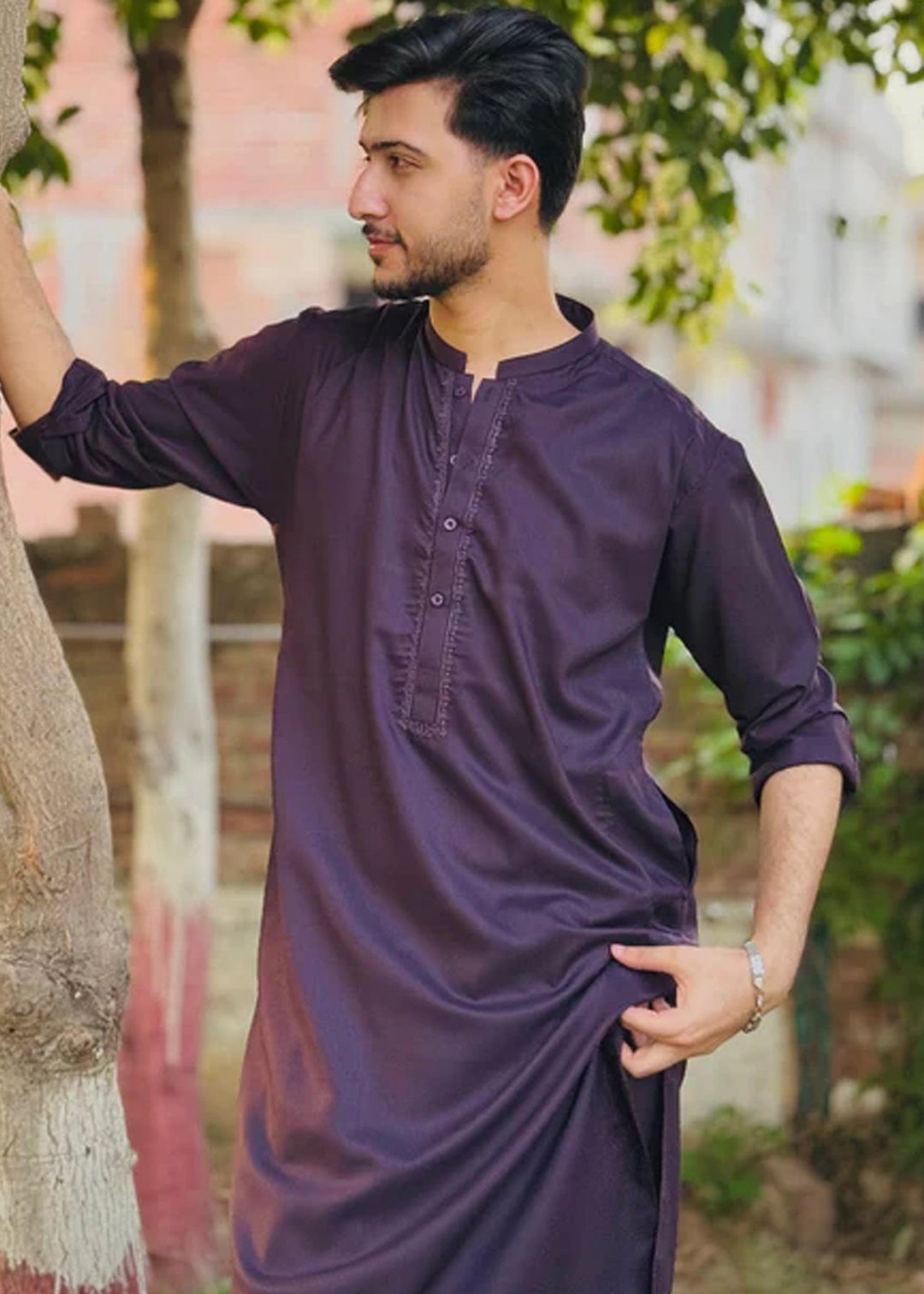 Junoon by Buraq Mens RTW Embroidered Wash N Wear 2 Piece Suit Qaid Casual Collection