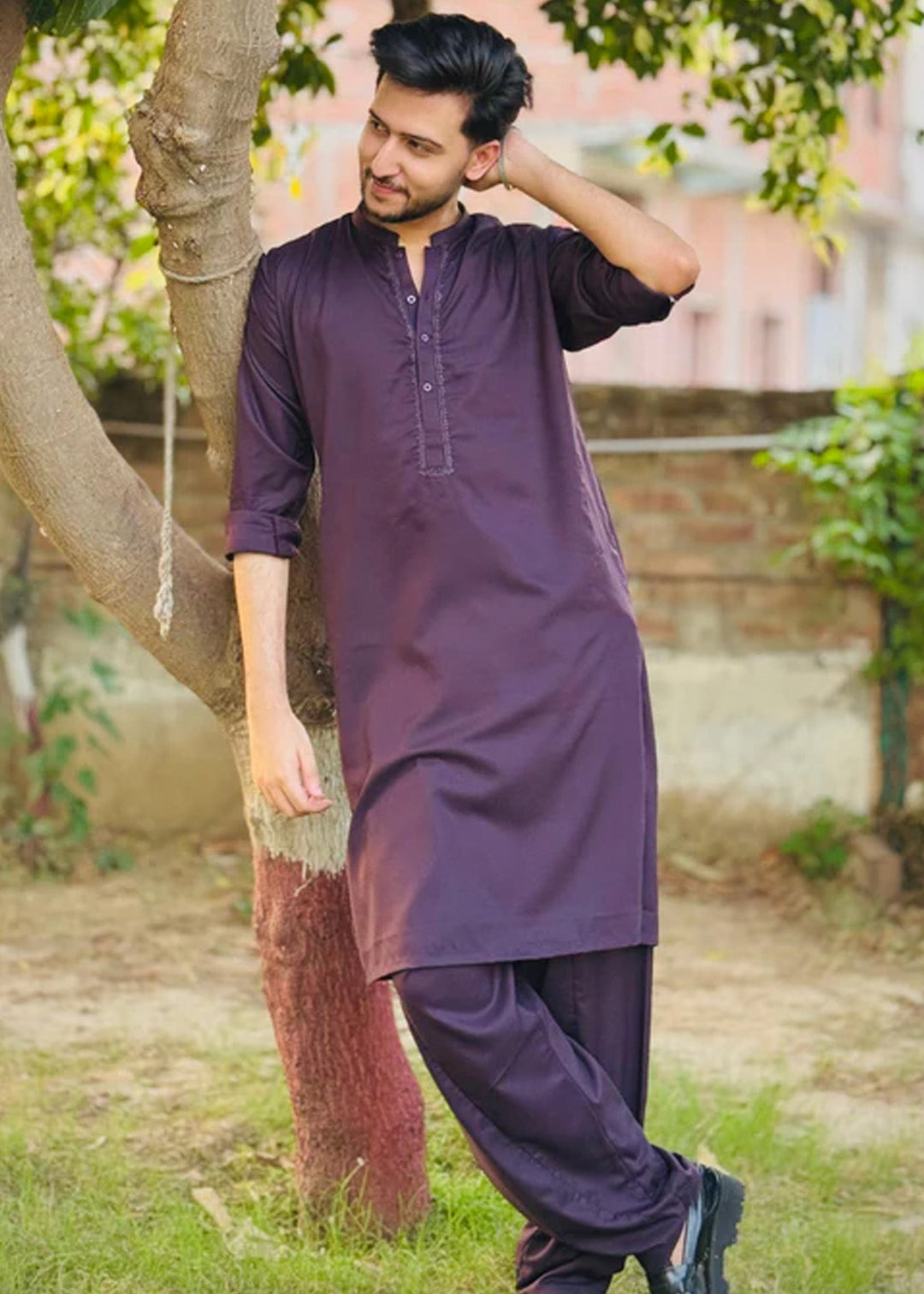 Junoon by Buraq Mens RTW Embroidered Wash N Wear 2 Piece Suit Qaid Casual Collection