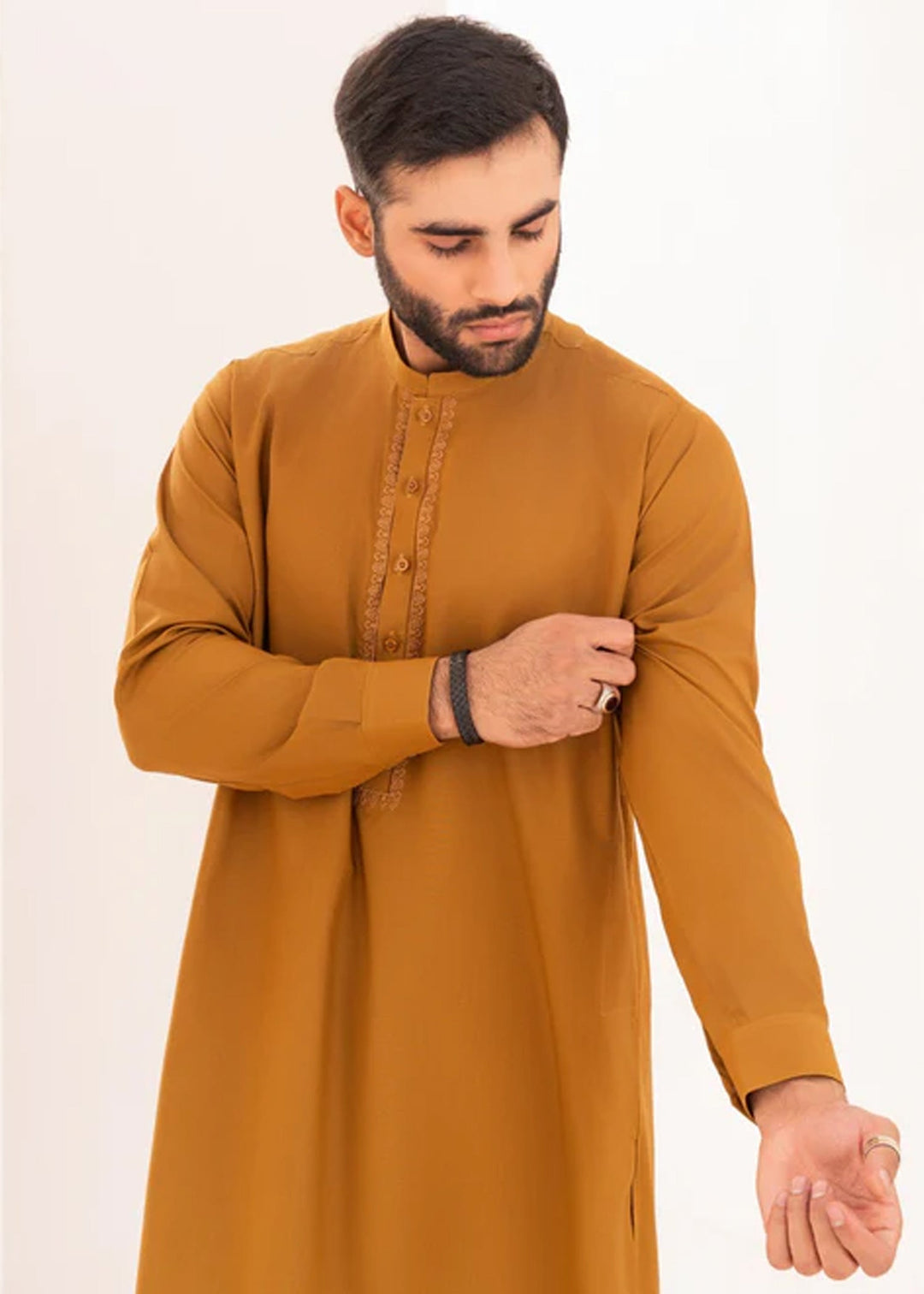 Junoon by Buraq Mens RTW Embroidered Wash N Wear 2 Piece Suit Rumi Casual Collection