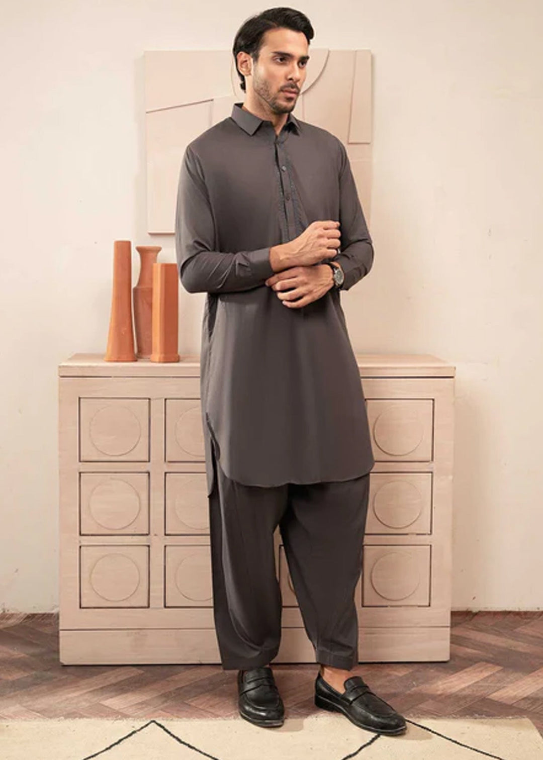 Farmanrawa by Buraq Mens RTW Embroidered Wash N Wear 2 Piece Suit Amarat Casual Collection