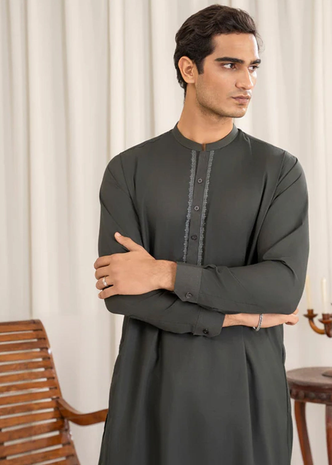 Junoon by Buraq Mens RTW Embroidered Wash N Wear 2 Piece Suit Shaafi Casual Collection