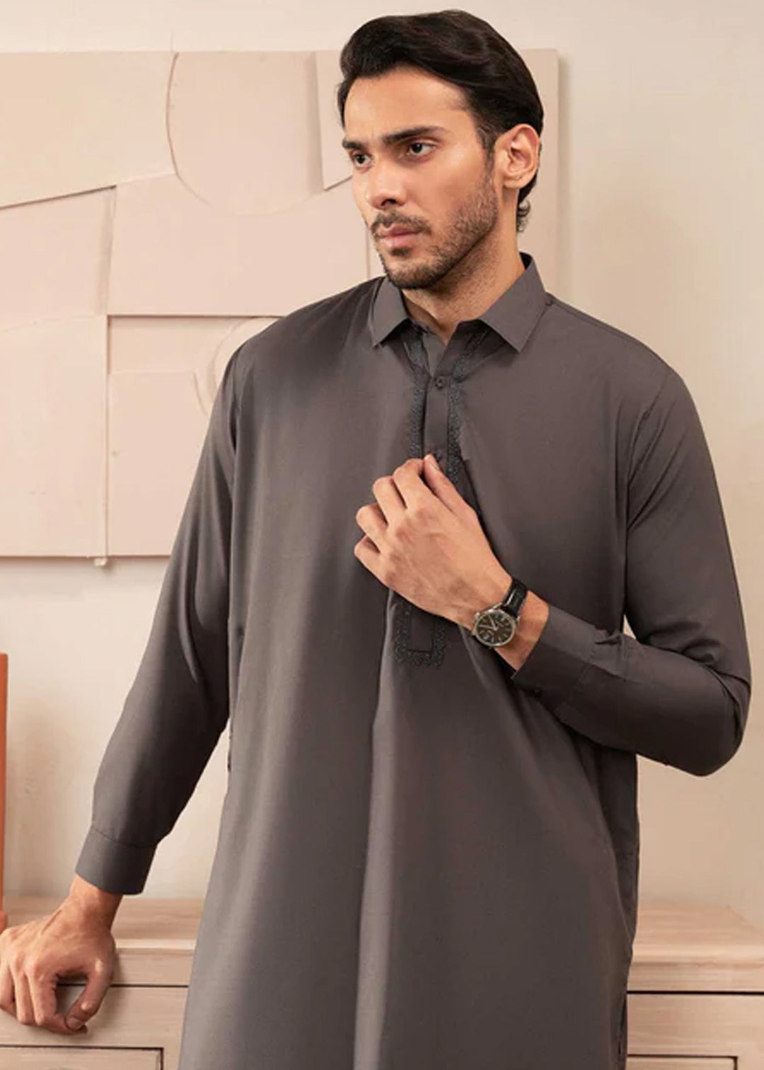 Farmanrawa by Buraq Mens RTW Embroidered Wash N Wear 2 Piece Suit Amarat Casual Collection