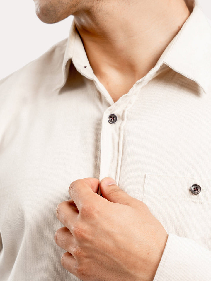 Brumano Ready To Wear Shirts Men 1 Piece Cotton Light Beige Corduroy Shirt 0-31-025-4480 - Summer Collection