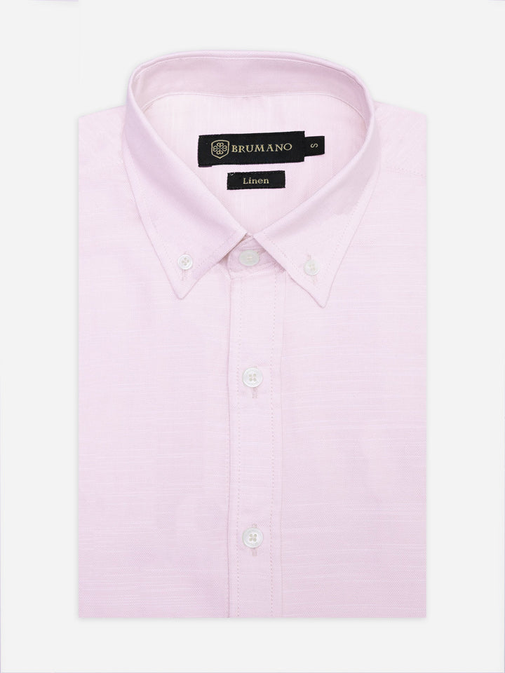 Brumano Ready To Wear Shirts Men 1 Piece Cotton Light Pink Linen Blended Button Down Shirt 0-31-025-4486 - Summer Collection