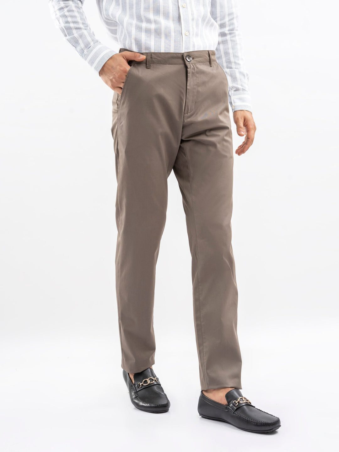 Brumano Mens Pants RTW Solids Cotton Light Taupe Casual Collection