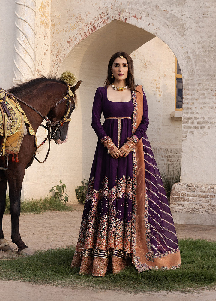 The Doll House by Hussain Rehar Unstitched Embroidered Korean Silk 3 Piece Suit HR26UDH Shabnam D-874 - Wedding Collection