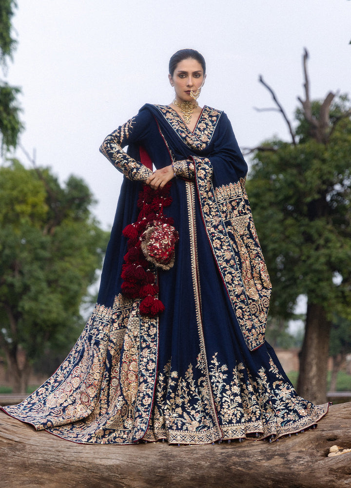 The Doll House by Hussain Rehar Unstitched Embroidered Korean Silk 3 Piece Suit HR26UDH Neelum D-881 - Wedding Collection