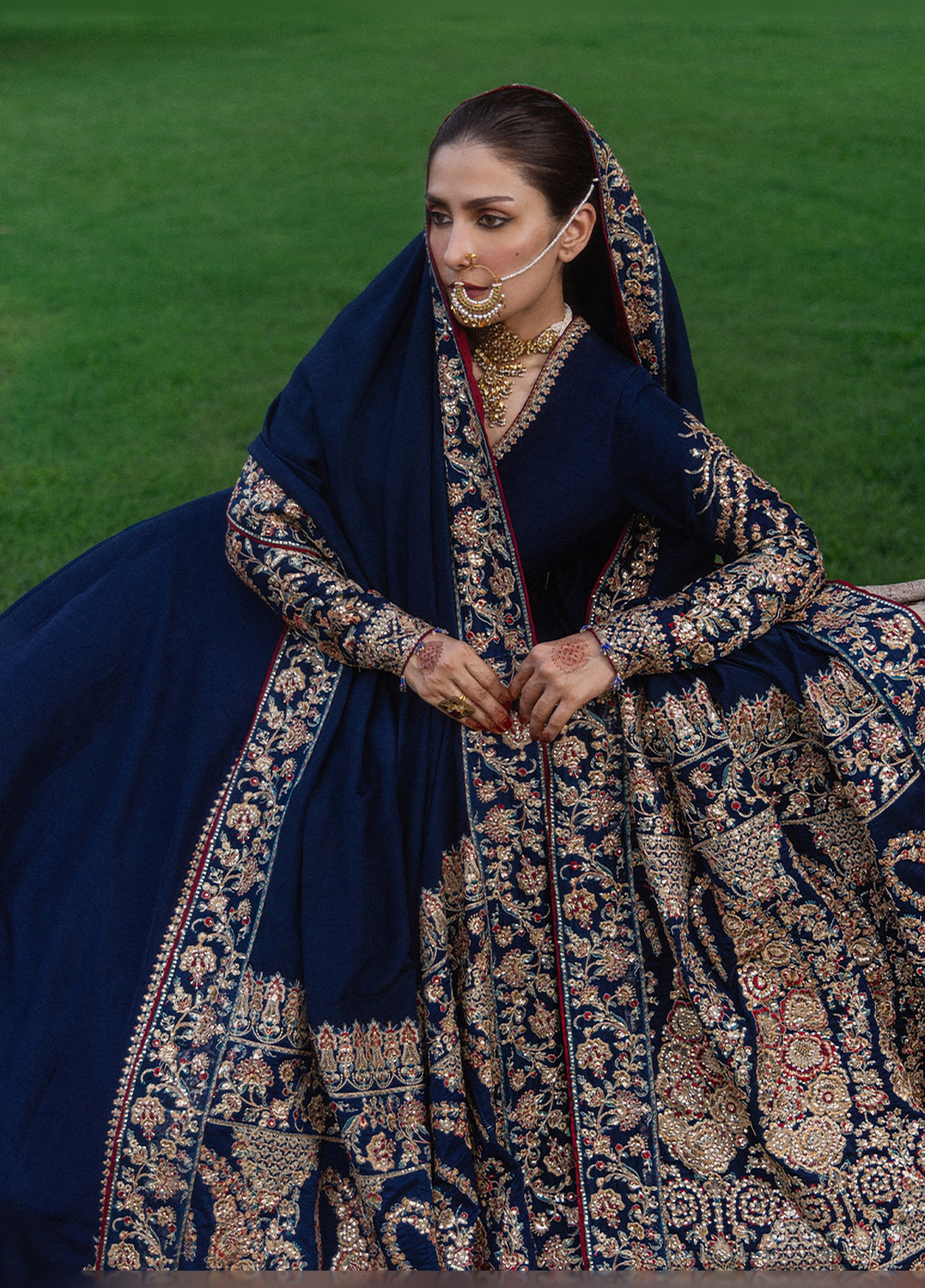The Doll House by Hussain Rehar Unstitched Embroidered Korean Silk 3 Piece Suit HR26UDH Neelum D-881 - Wedding Collection