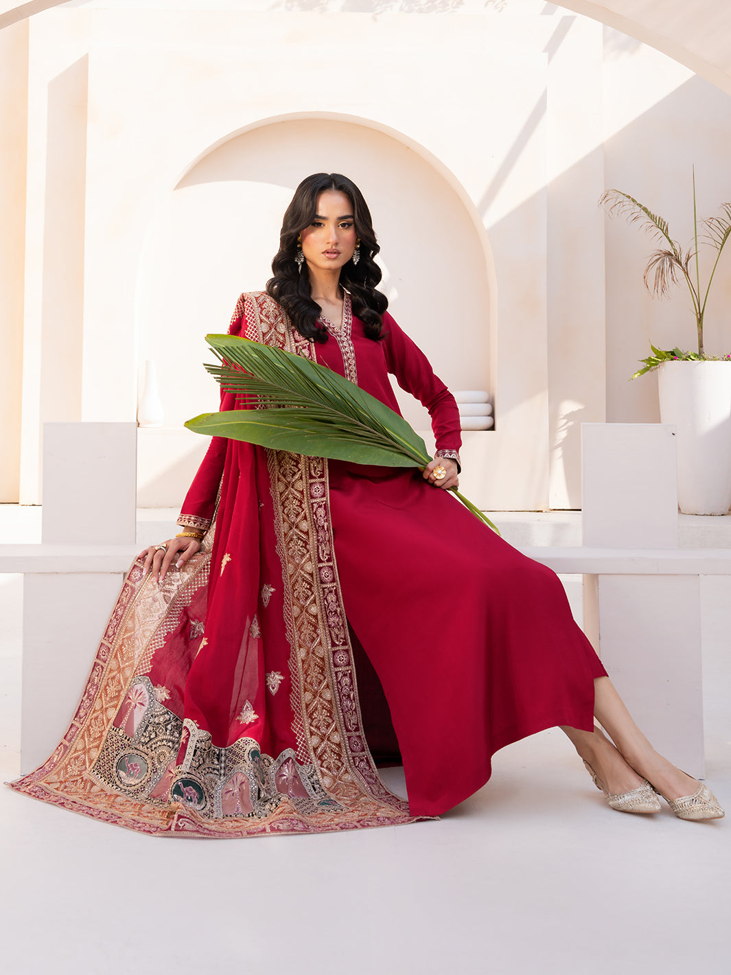 Le Tresor by Izel Pret Embroidered Velvet 3 Piece Suit Lumina - Festive Collection