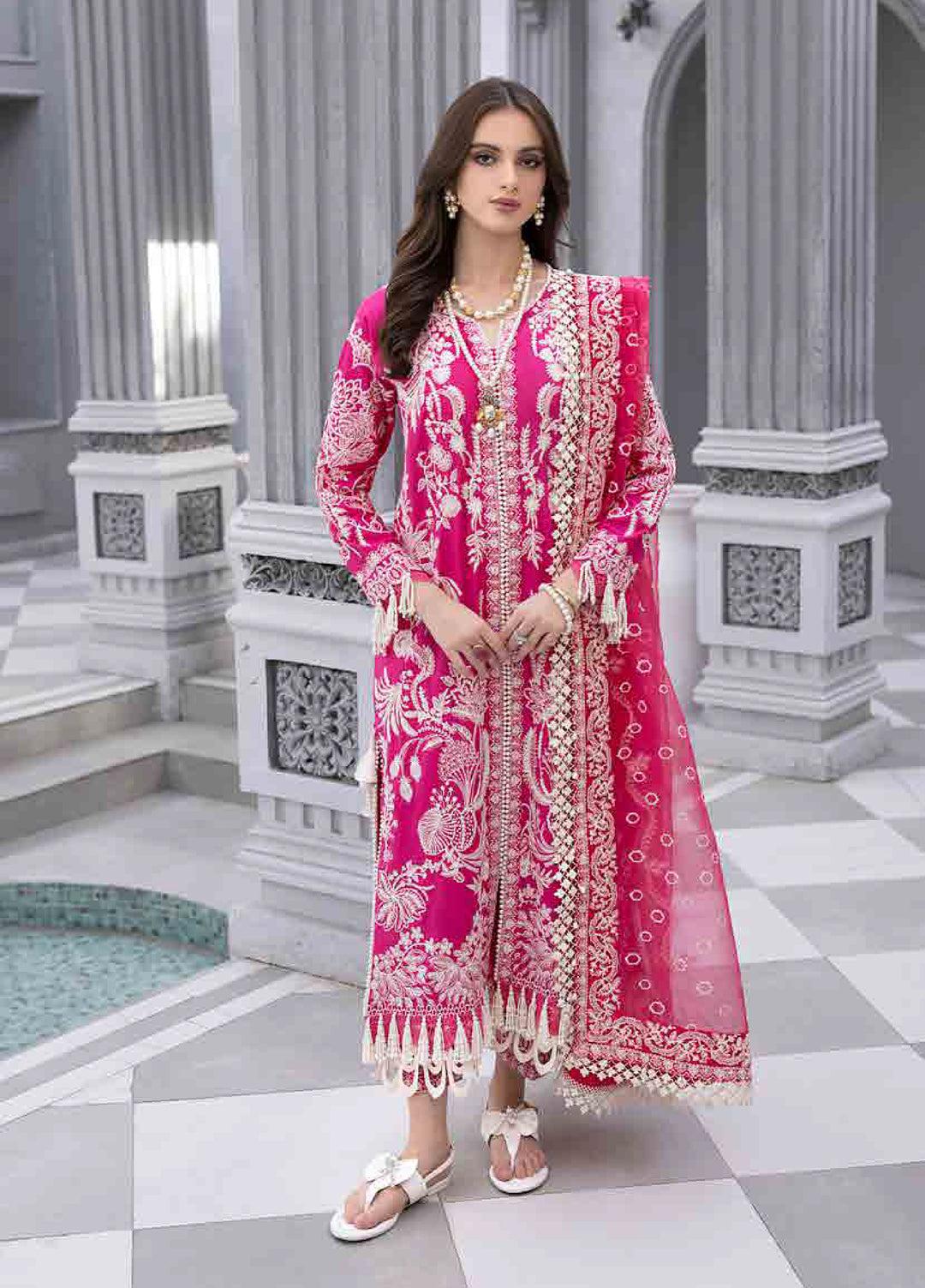 Husn E Adaa by Maham Sultan Unstitched Embroidered Lawn 3 Piece Suit MS26UHA Mahpari - Lawn Collection