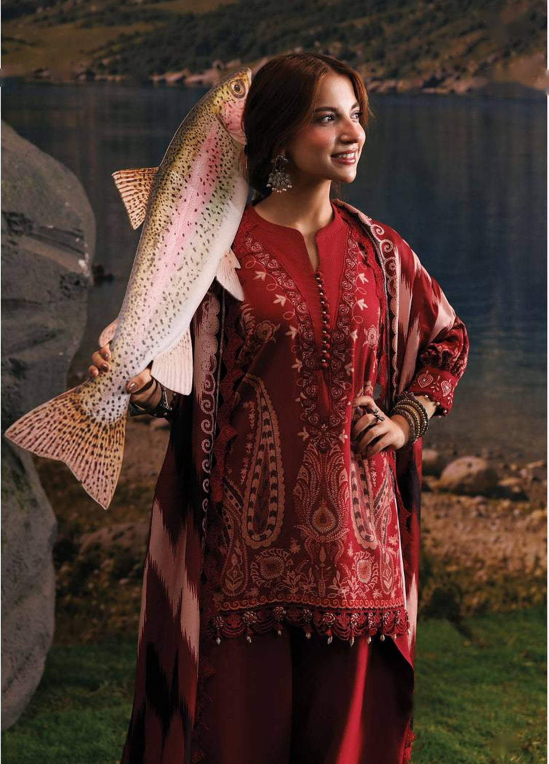 M Basics by Maria B Unstitched Printed Khaddar 3 Piece Suit MB26UMK MB-CUSV15 2A - Winter Collection