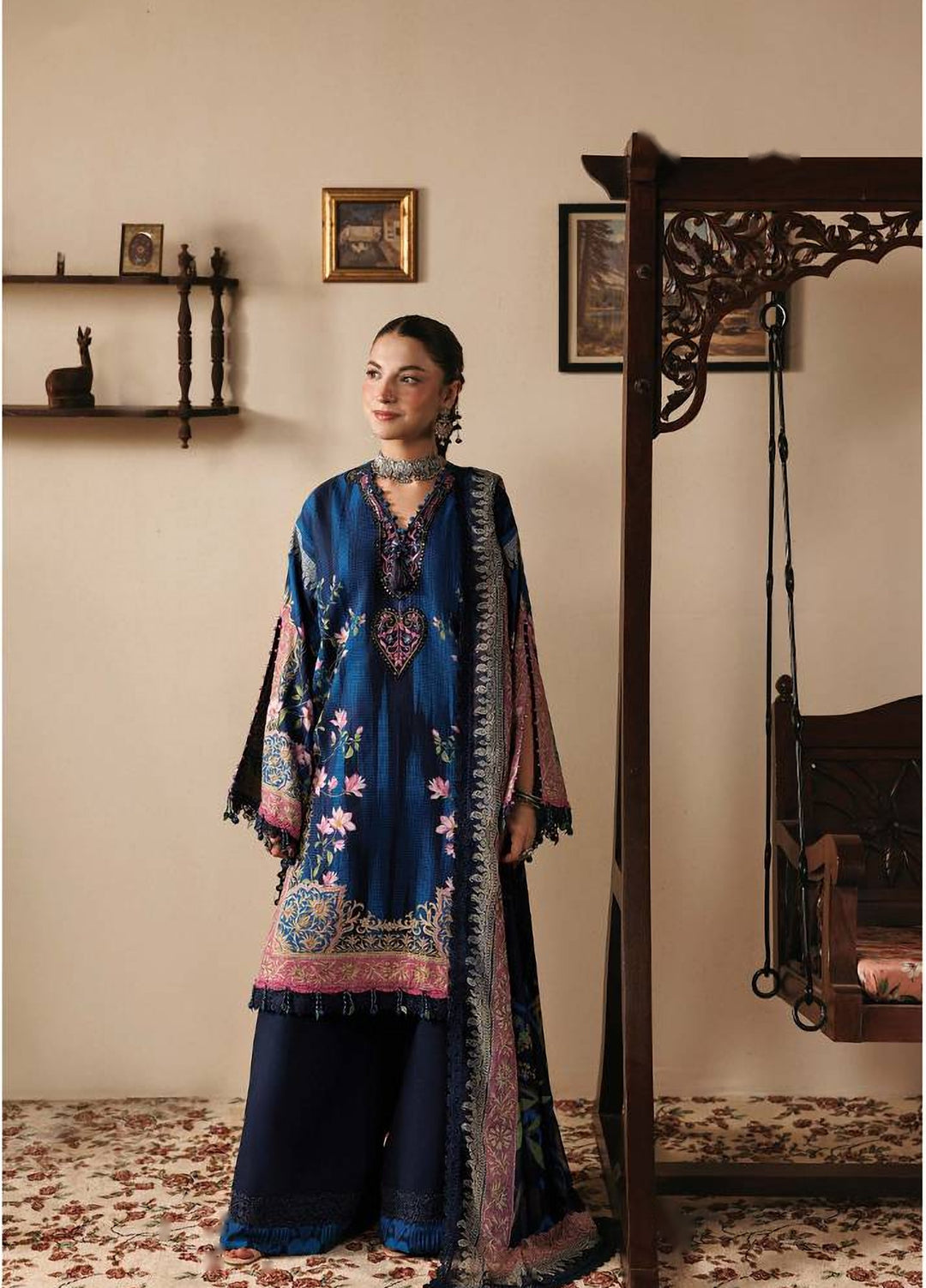 M Basics by Maria B Unstitched Printed Khaddar 3 Piece Suit MB26UMK MB-CUSV15 5A - Winter Collection