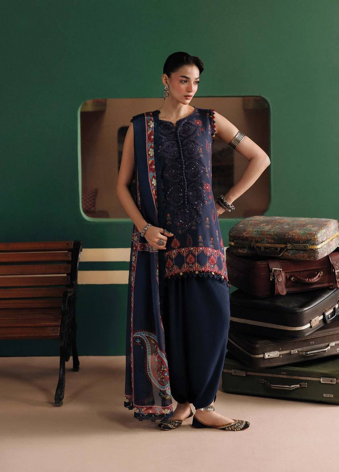 M Basics by Maria B Unstitched Embroidered Khaddar 3 Piece Suit MB26UMK MB-CUSV15 9A - Winter Collection