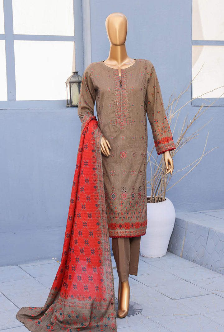 Mehak By Hz Textiles Cross Slub Unstitched Embroidered 3 Piece Suit  MCE-3047 - Summer Collection