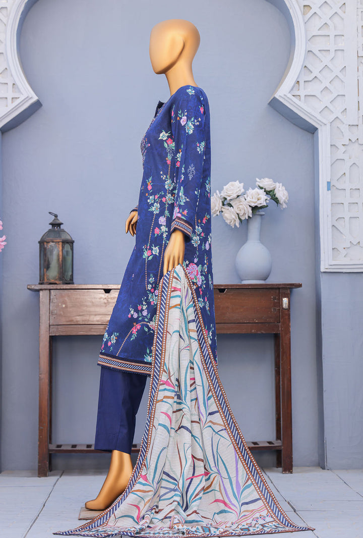 Mehak By Hz Textiles Cross Slub Unstitched Embroidered 3 Piece Suit  MCE-3049 - Summer Collection